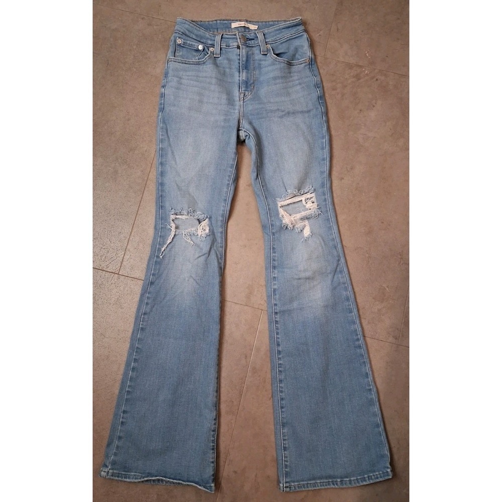 Levis 726 Flare Wide Leg Jeans Womens Size 25 Cowgirl Rodeo Western Distressed - Picture 3 of 11
